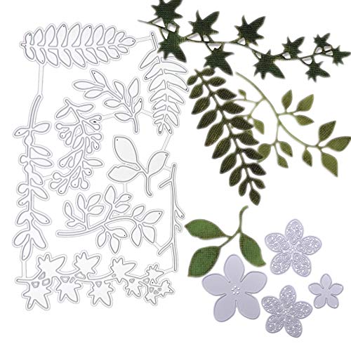 Stanzschablone Blätte Blumen Formen Scrapbooking Prägeschablonen Metall Stanzformen 3D Leaf Pflanzen Schneiden Schablonenvorlage für Papier DIY Handwerk Cards Zeichenschablonen von RunFar shop