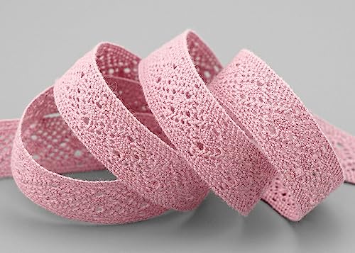 1 m x 15 mm Spitzenband FLORENCE Altrosa Rosa Spitze METERWARE Häkelband 100% Baumwolle Natur Dekoband gehäkelt Spitzenborte abbaubar umweltfreundlich zum Nähen und Dekorieren von finemark