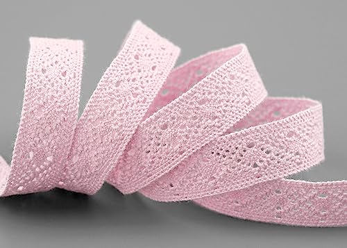 1 m x 15 mm Spitzenband FLORENCE Hellrosa Rosa METERWARE Spitze Häkelband 100% Baumwolle Natur Dekoband gehäkelt Spitzenborte abbaubar umweltfreundlich zum Nähen und Dekorieren von finemark