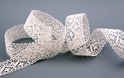 1 m x 25 mm Spitzenband EMMA CREME Ivory Meterware Spitze Häkelband Baumwollmischung Natur Optik Dekoband gehäkelt Spitzenborte von finemark