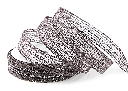 10 m x 30 mm Spitzenband ATENA GRAU Anthrazit Silber (263) Dekoband mit Draht und Lurex Jute Netzband mit natürlichen Materialien biologisch abbaubar Natur Landhaus Floristik Band Tischdeko Jutegarn von finemark