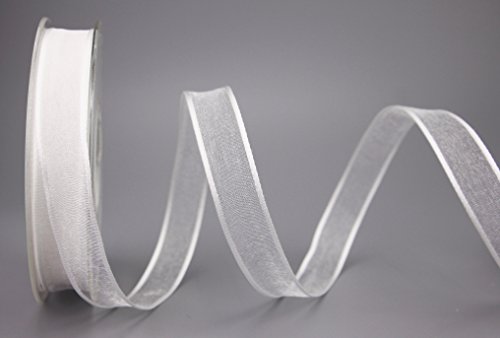 20 m x 15 mm Dekoband CHIFFON WEISS Geschenkband Schleifenband transparent Organza mit formstabilen Kanten Premium Qualität Hochzeit Geburtstag Chiffonband einfarbig von finemark