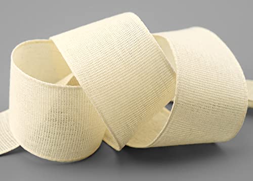 20 m x 40 mm Baumwollband UNI CREME Ivory Dekoband aus 100% Baumwolle umweltfreundlich biologisch abbaubar ohne Draht Schleifenband natürlich Geschenkband Deko Band Natur von finemark