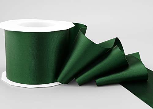 finemark 25 m x 72 mm Satinband SOPHIE DUNKELGRÜN Tannengrün (035) Satin Tischband Schleifenband ohne Draht breites weiches Band Tischdekoration Tisch Deko Geschenkband mit einseitigem Glanz von finemark