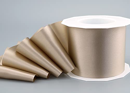 25 m x 72 mm Satinband SOPHIE TAUPE (105) Satin Tischband Schleifenband ohne Draht breites weiches Band Tischdekoration Tisch Deko Geschenkband mit einseitigem Glanz von finemark