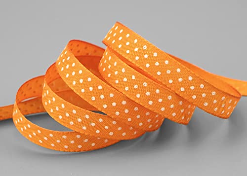 3 m x 10 mm Taftband einsetig bedruckt mit Punkten ORANGE formstabil ohne Draht Dekoband Schleifenband Geschenkband Ostern Frühjahr Kinder Polka Dots gepunktet fröhlich von finemark