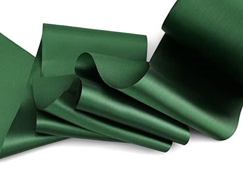 3 m x 112 mm Satinband SOPHIE DUNKELGRÜN Tannengrün (035) Satin Tischband Tischläufer Schleifenband ohne Draht breites weiches Band Tischdekoration Tisch Deko Geschenkband mit einseitigem Glanz von finemark