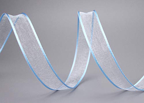 3 m x 15 mm Dekoband CHIFFON HELLBLAU Geschenkband Schleifenband transparent Organza mit formstabilen Kanten Premium Qualität Hochzeit Geburtstag Chiffonband einfarbig von finemark