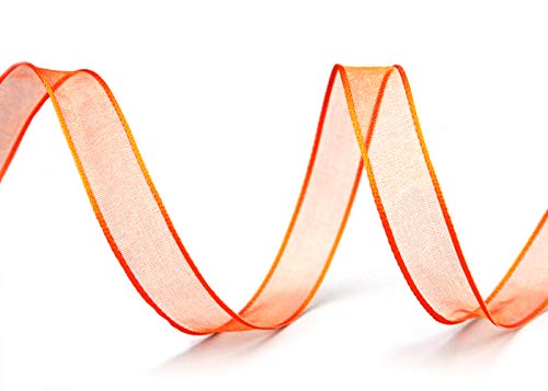 finemark 3 m x 15 mm Dekoband Chiffon ORANGE Geschenkband Schleifenband transparent Organza mit formstabilen Kanten Premium Qualität Hochzeit Geburtstag Chiffonband einfarbig von finemark