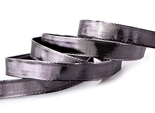 3 m x 15 mm Dekoband GLOSSY ANTHRAZIT Glanzband metallic Schleifenband mit Draht glänzend Geschenkband Weihnachten Drahtkantenband von finemark