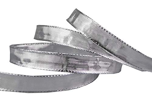 3 m x 15 mm Dekoband GLOSSY SILBER Glanzband metallic Schleifenband mit Draht glänzend Geschenkband Weihnachten Drahtkantenband von finemark