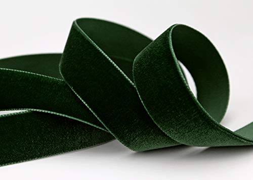 3 m x 16 mm Samtband SCHWARZGRÜN Dunkelgrün (926 olive) Dekoband Tannengrün Velour einseitig Samt festkantig Velvet Ribbon zum nähen dekorieren von finemark