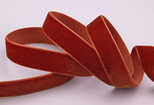 3 m x 16 mm Samtband TERRAKOTTA Karminrot (415 acajou) Dekoband Velour einseitig Samt festkantig Velvet Ribbon zum nähen dekorieren von finemark