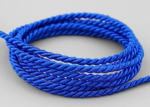 3 m x 2 mm Kordel BLAU Deko Royalblau Drehkordel mit Glanz Seidenkordel Schnur gedreht Kordelband ohne Draht zum Dekorieren Basteln Annähen Dekokordel von finemark