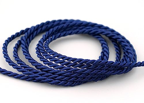 3 m x 2 mm Kordel DUNKELBLAU Deko Drehkordel mit Glanz Schnur Seidenkordel Maritim Blau gedreht Blau Kordelband ohne Draht zum Dekorieren Basteln Annähen Dekokordel von finemark