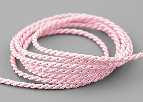 3 m x 2 mm Kordel HELLROSA Deko Rosa Drehkordel mit Glanz Seidenkordel Schnur gedreht Kordelband ohne Draht zum Dekorieren Basteln Annähen Dekokordel Rosa von finemark