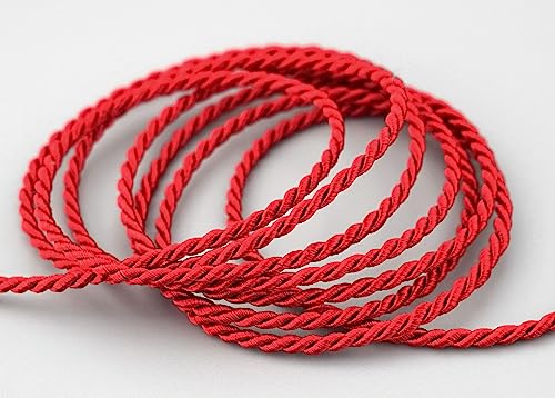 3 m x 2 mm Kordel ROT Deko Drehkordel mit Glanz Seidenkordel Schnur gedreht Kordelband Weihnachten ohne Draht zum Dekorieren Basteln Annähen Dekokordel von finemark