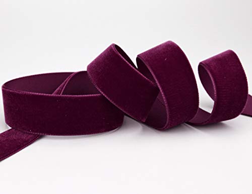 3 m x 22 mm Samtband BURGUNDY Bordeaux (434) Dekoband Velour einseitig Samt festkantig Velvet Ribbon zum nähen dekorieren von finemark