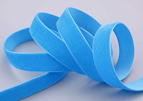 3 m x 22 mm Samtband HIMMELBLAU (522 faience) Dekoband Velour einseitig Samt festkantig Velvet Ribbon zum nähen dekorieren von finemark