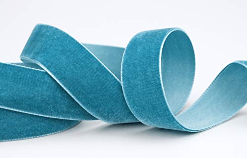 3 m x 22 mm Samtband TAUBENBLAU (536) Dekoband Velour einseitig Samt festkantig Velvet Ribbon zum nähen dekorieren von finemark