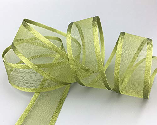 3 m x 25 mm Chiffonband mit Satin Kante OLIV Olivgrün (25) Grün Chiffon Dekoband Grün Schleifenband Geschenkband Halbtransparent Glänzend ohne Draht Organza von finemark