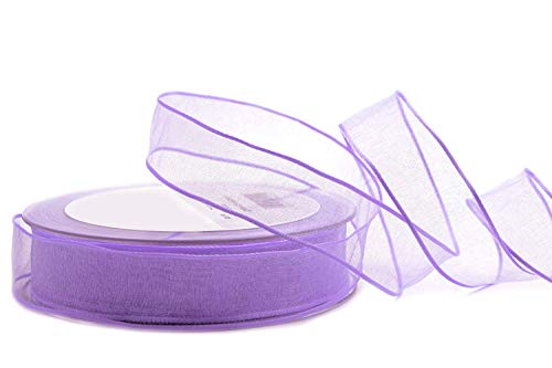 3 m x 25 mm Dekoband CHIFFON FLIEDER Lavendel Geschenkband Schleifenband transparent Organza mit formstabilen Kanten Premium Qualität Hochzeit Geburtstag Chiffonband einfarbig von finemark