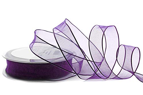 3 m x 25 mm Dekoband CHIFFON LILA Violett Geschenkband Schleifenband transparent Organza mit formstabilen Kanten Premium Qualität Hochzeit Geburtstag Chiffonband einfarbig von finemark