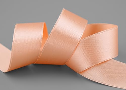 3 m x 25 mm Satinband HELL APRICOT (034) doppelseitiges Schleifenband aus Satin ohne Draht weich und glänzend Geschenkband Deko Band double face Dekoband Dekorieren Basteln von finemark