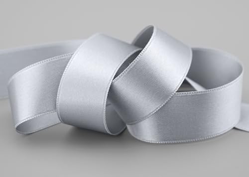 3 m x 25 mm Satinband SILBER Hellgrau (631) doppelseitiges Schleifenband aus Satin ohne Draht weich und glänzend Geschenkband Deko Band double face Dekoband Dekorieren Basteln von finemark