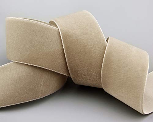 3 m x 36 mm Samtband SAND Beige (602 blonde) Dekoband Velour Band einseitig Samt festkantig Velvet Ribbon zum nähen dekorieren von finemark