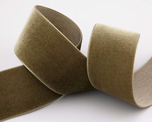 3 m x 36 mm Samtband TAUPE (636 cafe) Dekoband Hellbraun Velour einseitig Samt festkantig Velvet Ribbon zum nähen dekorieren von finemark