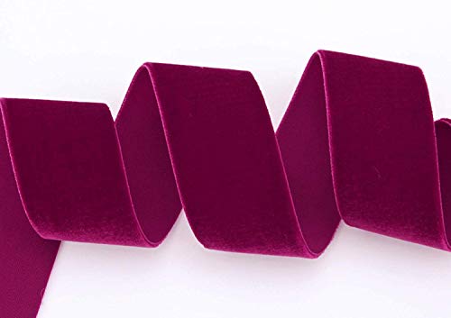 3 m x 36 mm Samtband WEINROT (424 Wine) Dekoband Bordeaux Velour einseitig Samt festkantig Velvet Ribbon zum nähen dekorieren von finemark