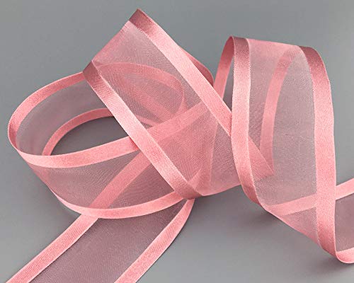 3 m x 38 mm Chiffonband mit Satin Kante ALTROSA Rosa (53) Chiffon Dekoband Schleifenband Geschenkband Halbtransparent Glänzend ohne Draht Organza von finemark