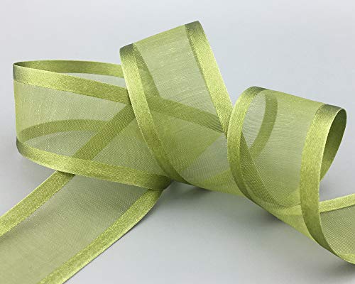 3 m x 38 mm Chiffonband mit Satin Kante OLIV Olivgrün (25) Grün Chiffon Dekoband Schleifenband Geschenkband Halbtransparent Glänzend ohne Draht Organza von finemark