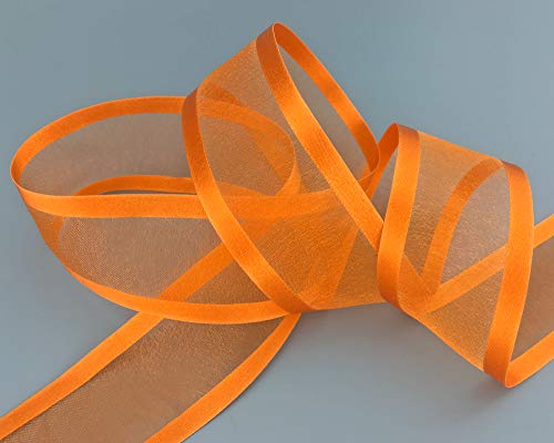 3 m x 38 mm Chiffonband mit Satin Kante ORANGE (34) Chiffon Dekoband Schleifenband Geschenkband Halbtransparent Glänzend ohne Draht Organza von finemark