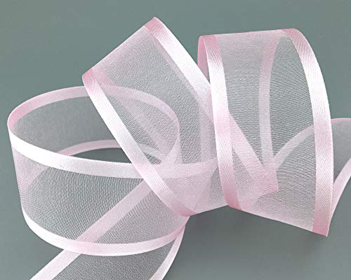 3 m x 38 mm Chiffonband mit Satin Kante ROSA Hellrosa (50) Chiffon Dekoband Schleifenband Geschenkband Halbtransparent Glänzend ohne Draht Organza von finemark