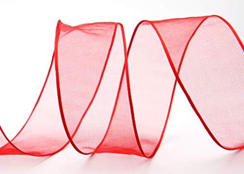 3 m x 40 mm Dekoband CHIFFON ROT Geschenkband Schleifenband transparent Organza mit formstabilen Kanten Premium Qualität Hochzeit Geburtstag Chiffonband einfarbig von finemark