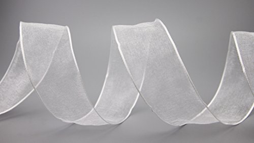 3 m x 40 mm Dekoband CHIFFON WEISS Geschenkband Schleifenband transparent Organza mit formstabilen Kanten Premium Qualität Hochzeit Geburtstag Chiffonband einfarbig von finemark