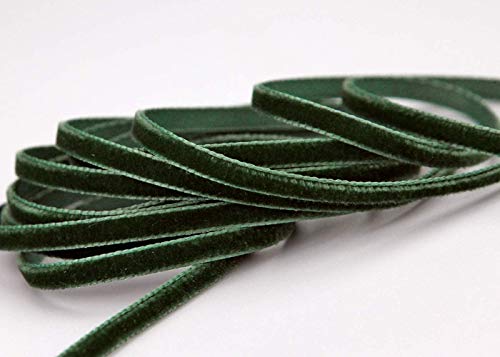 3 m x 9 mm Samtband SCHWARZGRÜN Dunkelgrün (926 olive) Dekoband Tannengrün Dunkelgrün Grün Velour einseitig Samt festkantig Velvet Ribbon zum nähen dekorieren von finemark