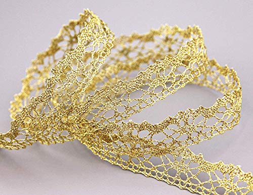 5 m x 15 mm Spitzenband VENEZIA GOLD Spitzenborte Spitze Häkelspitze Lurexspitze metallic Weihnachten Dekoband Geschenkbank von finemark