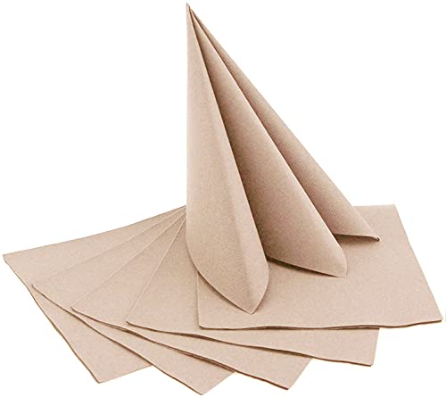 50 Stück Servietten SAND 40 x 40 cm stoffähnlich Beige zum falten formstabil Hochzeit Tischdeko Geburtstag Dinner 100% biologisch abbaubar von finemark