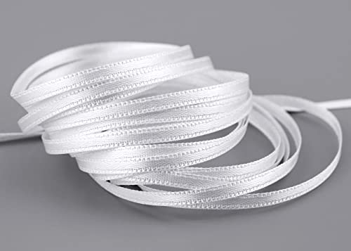 50 m x 3 mm Satinband WEISS (601) doppelseitiges Schleifenband aus Satin ohne Draht weich und glänzend Geschenkband Deko Band double face Dekoband Dekorieren Kordel Basteln von finemark