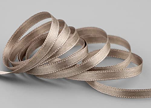 50 m x 6 mm Satinband TAUPE Toffee (105) doppelseitiges Schleifenband aus Satin ohne Draht weich und glänzend Geschenkband Deko Band double face Dekoband Dekorieren Kordel Basteln von finemark