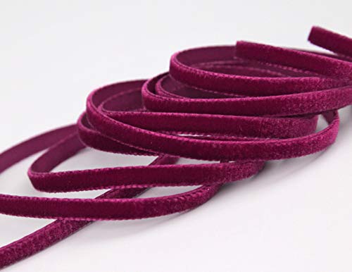 Elastisches Samtband Weinrot Bordeaux (360) 1 m x 6 mm METERWARE Stretch Velour extrem dehnbar einseitig Elastic Velvet Samt 20% Elasthan zum nähen von finemark