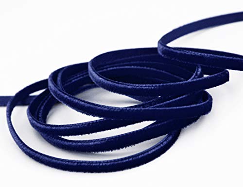 Samtband Dunkelblau (419 navy) 1 m x 5 mm METERWARE Dekoband Velour einseitig Samt festkantig zum nähen dekorieren von finemark