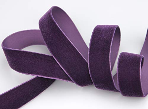 Samtband Pflaume (581 plum) 1 m x 16 mm METERWARE Dekoband Velour einseitig Samt festkantig zum nähen dekorieren von finemark