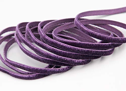 Samtband Pflaume (581 plum) 1 m x 7 mm METERWARE Dekoband Velour einseitig Samt festkantig zum nähen dekorieren von finemark