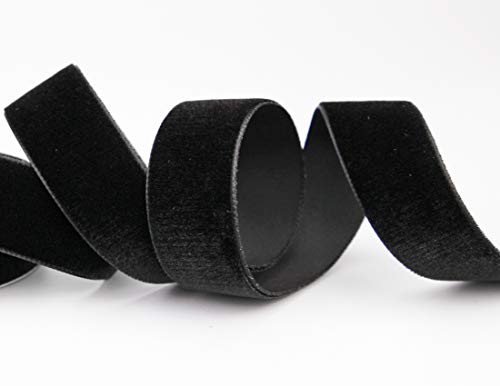 finemark 10 m x 22 mm Samtband SCHWARZ (725) Dekoband Velour einseitig Samt festkantig Velvet Ribbon zum nähen dekorieren von finemark