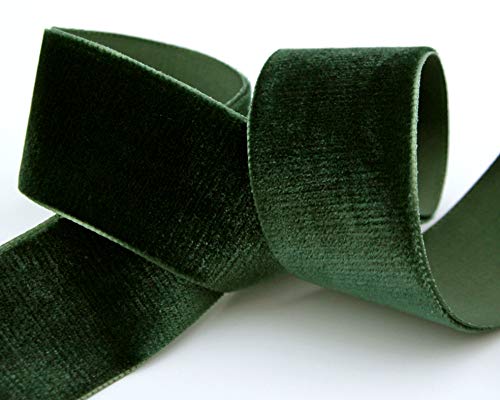 finemark 10 m x 36 mm Samtband SCHWARZGRÜN Dunkelgrün (926 Olive) Dekoband Velour einseitig Samt festkantig Velvet Ribbon zum nähen dekorieren von finemark