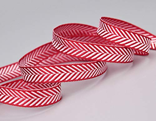 finemark 15 m x 10 mm Dekoband Fischgräte ROT Fishbone Geschenkband Streifen Schleifenband gestreift Geschenkverpackung von finemark